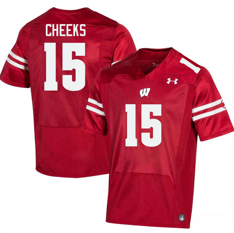 Men #15 Sebastian Cheeks Wisconsin Badgers College Football Jerseys Stitched-Red